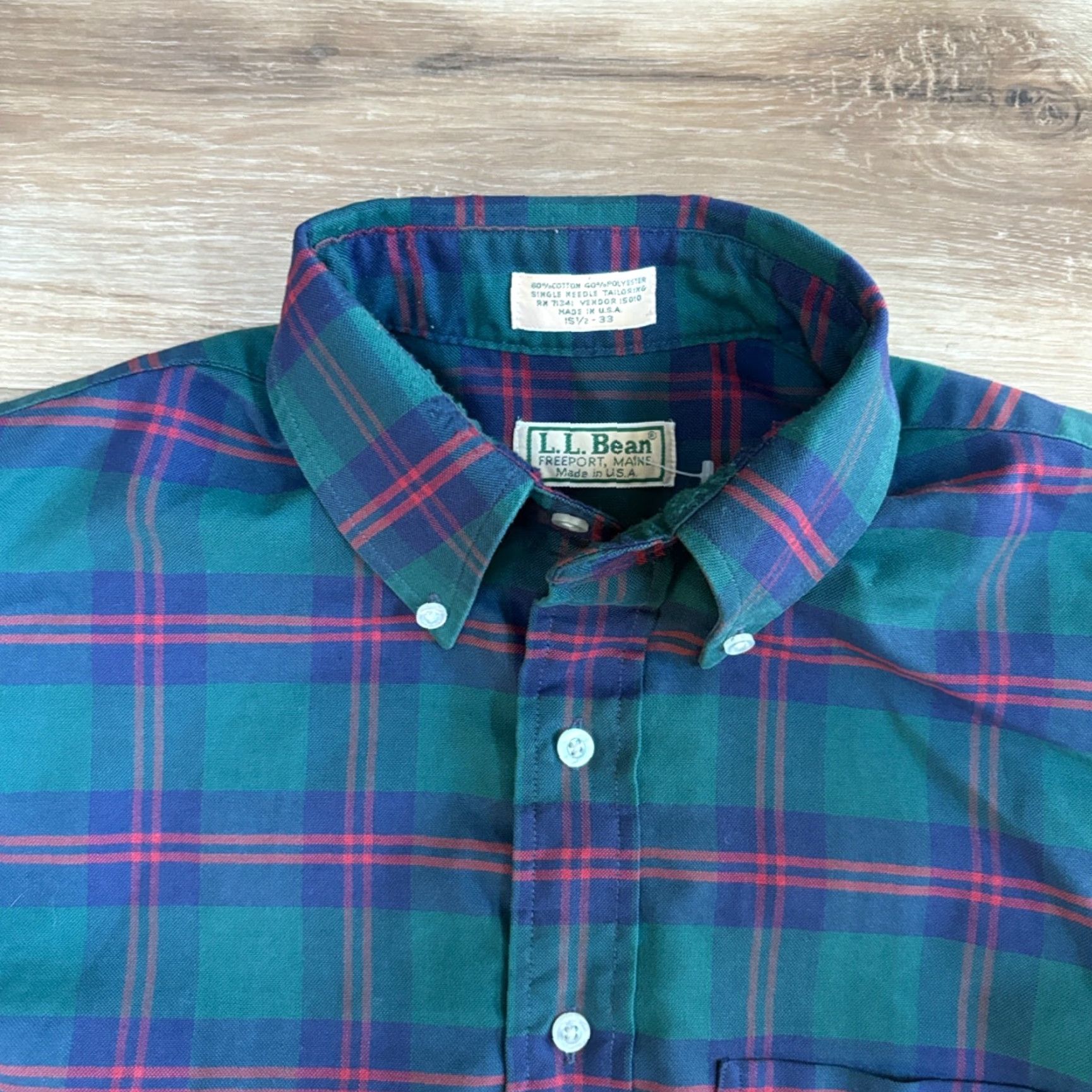 Vintage Vintage LL Bean Shirt Mens Medium 15.5 - 33 Tartan Plaid Twill Sport USA 90s Size US M / EU 48-50 / 2 - 3 Thumbnail