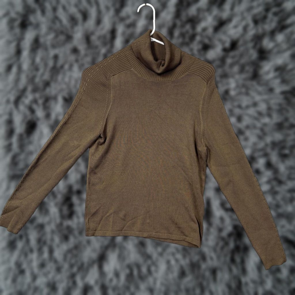 Vintage VTG 90s Carlisle Sweater Womens M Brown Silk Blend Turtleneck Preppy Clean Girl Size M / US 6-8 / IT 42-44 - 1 Thumbnail