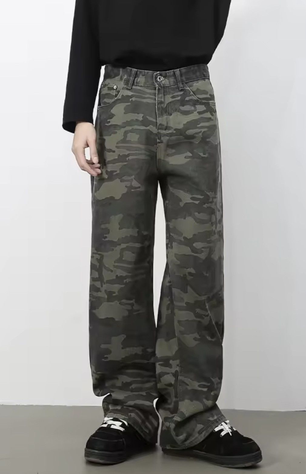 Japanese Brand Camo Denim Pants - Wide Leg Tactical Streetwear Trousers Size US 29 - 1 Thumbnail