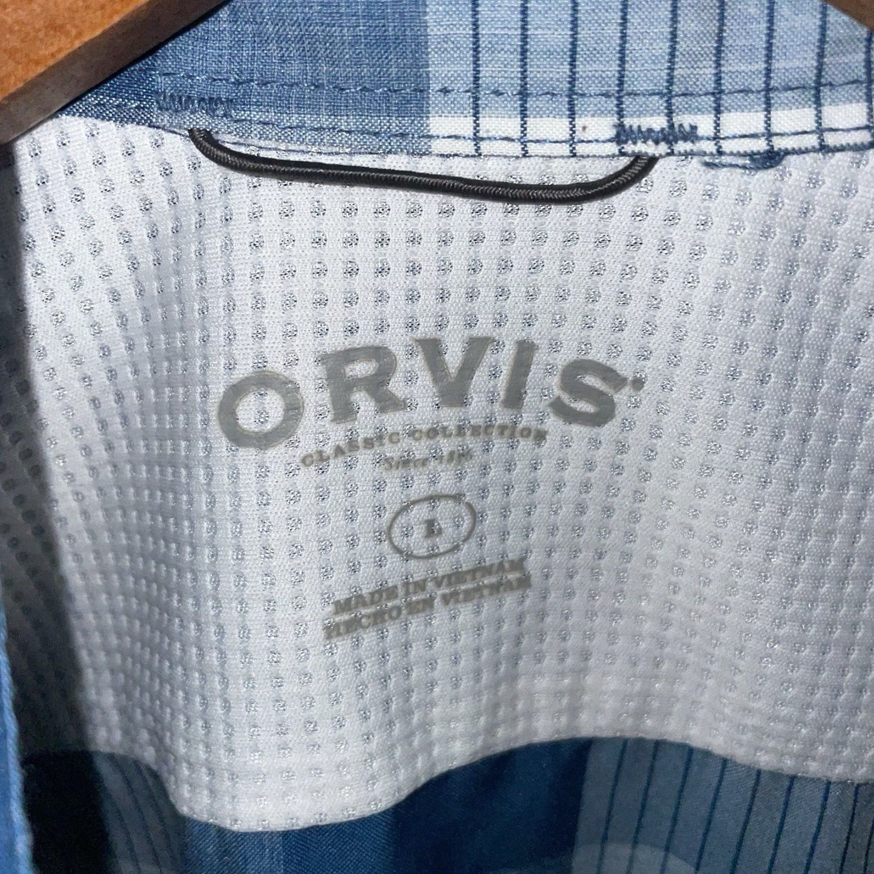 Orvis Orvis Plaid Blue Short Sleeve Button-Down Athletic Shirt Mens Size L Size US L / EU 52-54 / 3 - 4 Thumbnail