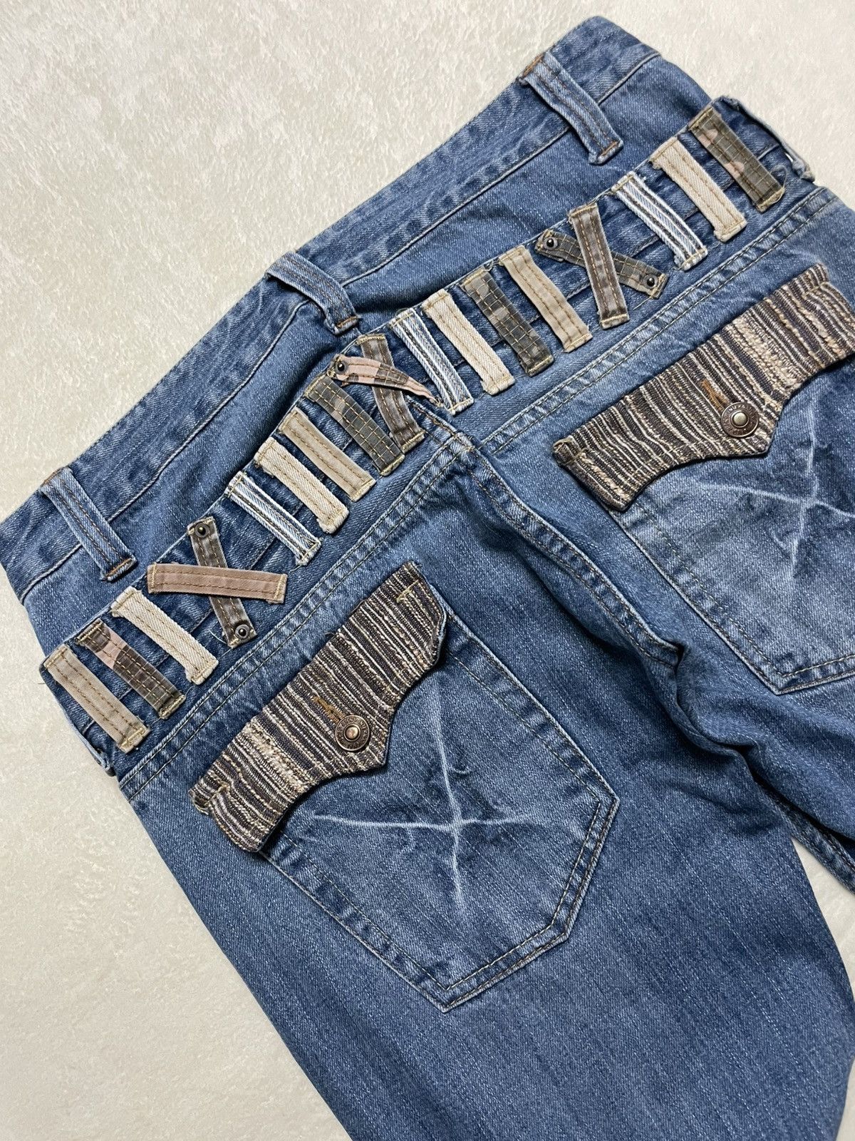 Japanese Brand Vintage Dominate Double Waist Mudwash Denim Jaens Size US 35 - 16 Thumbnail