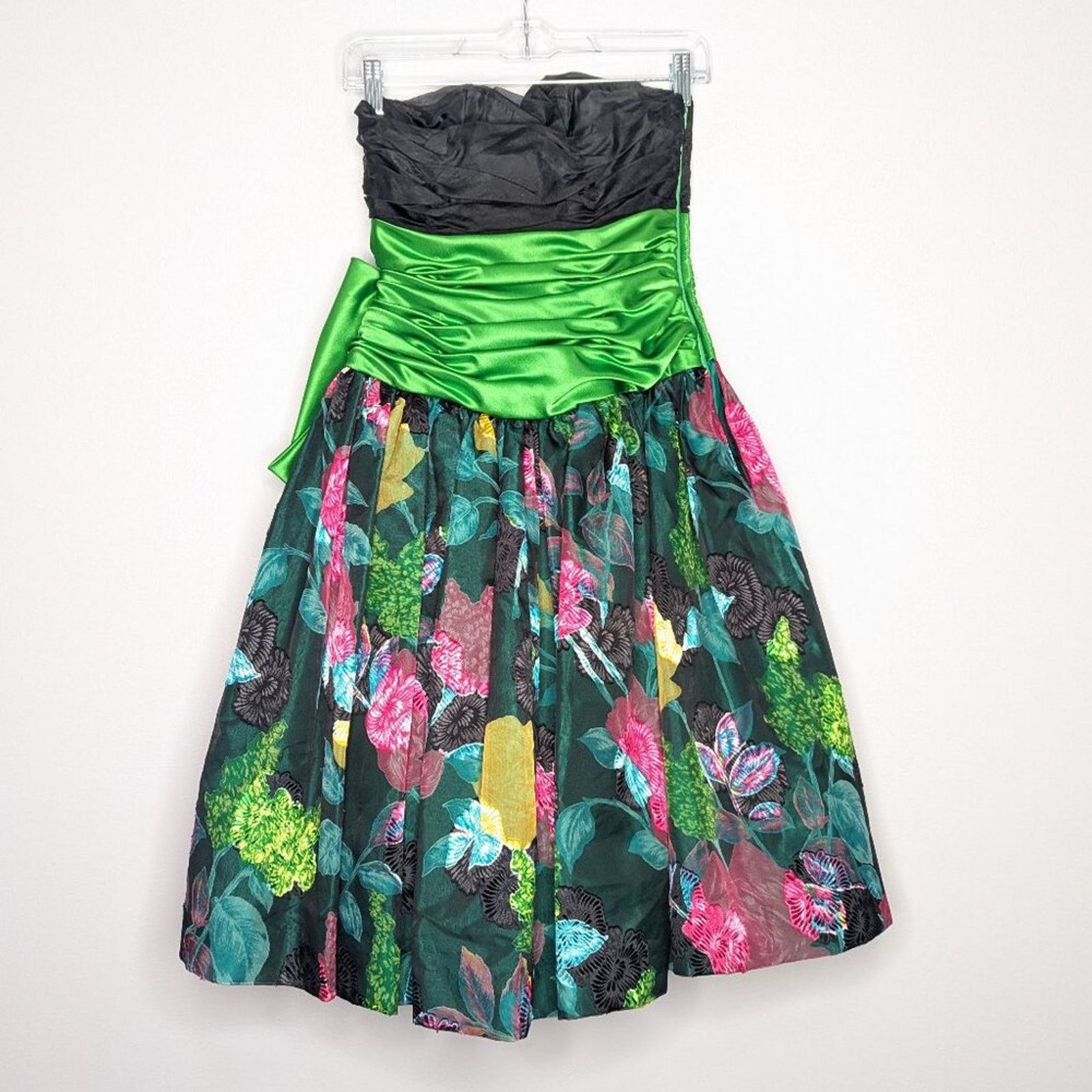 Vintage Lillie Rubin Vintage 80's Floral Print Strapless Party Dress Size S / US 4 / IT 40 - 2 Thumbnail