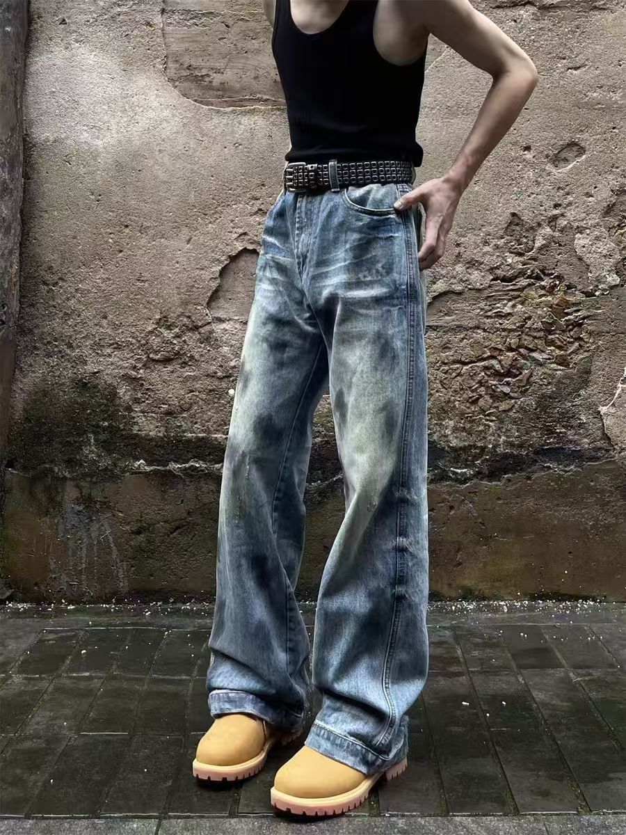 Japanese Brand × Jean Vintage Dirty Wash Inkjet Heavyweight High Street Jeans Size US 30 / EU 46 - 4 Thumbnail