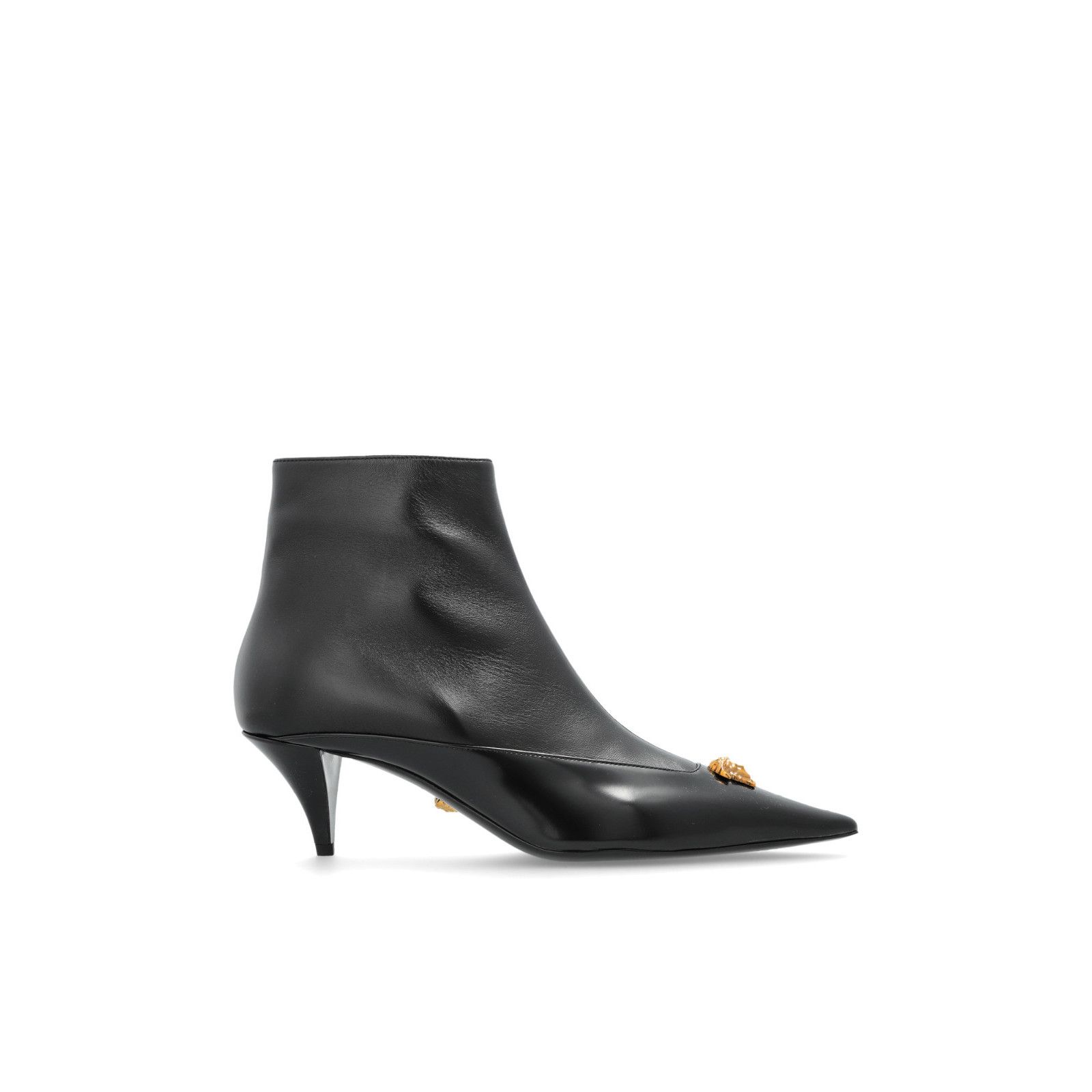 VERSACE Women's Black Ankle Leather Boots New And Authentic