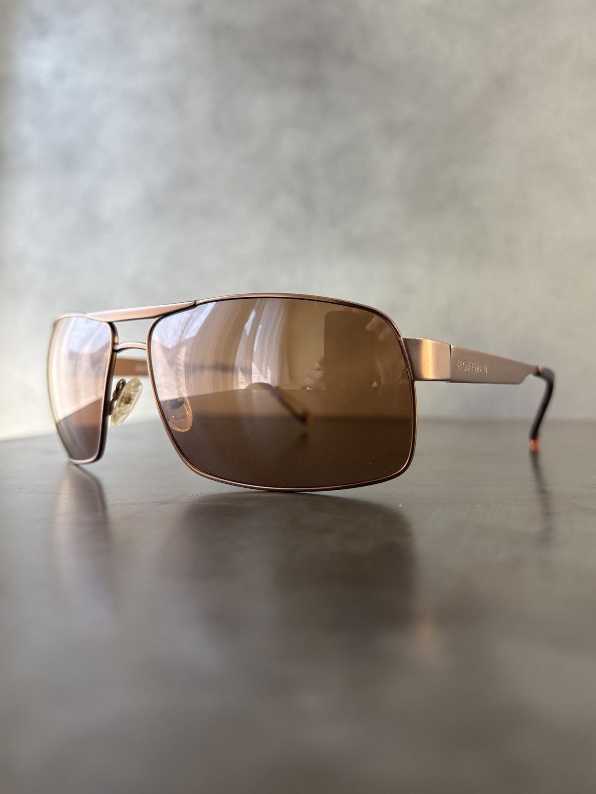 Designer Hoffman Sunglasses Aviators Bronze Metal Wrap Shield 90s Size ONE SIZE - 4 Thumbnail