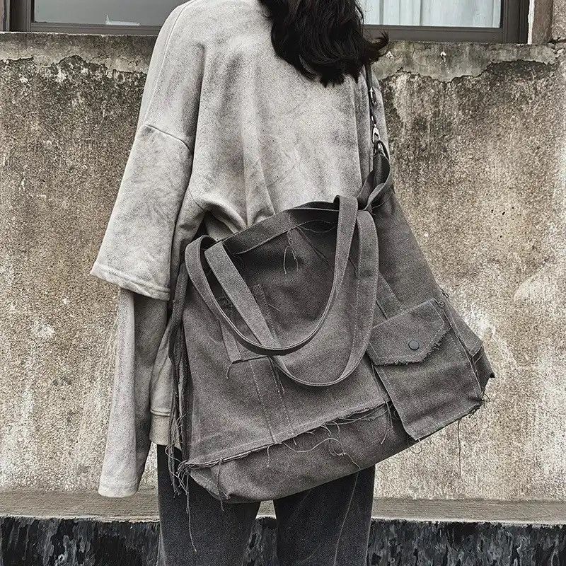 Vintage Tote Bag Canvas Single Vintage Solid Hasp Shoulder Bag Size ONE SIZE - 1 Thumbnail