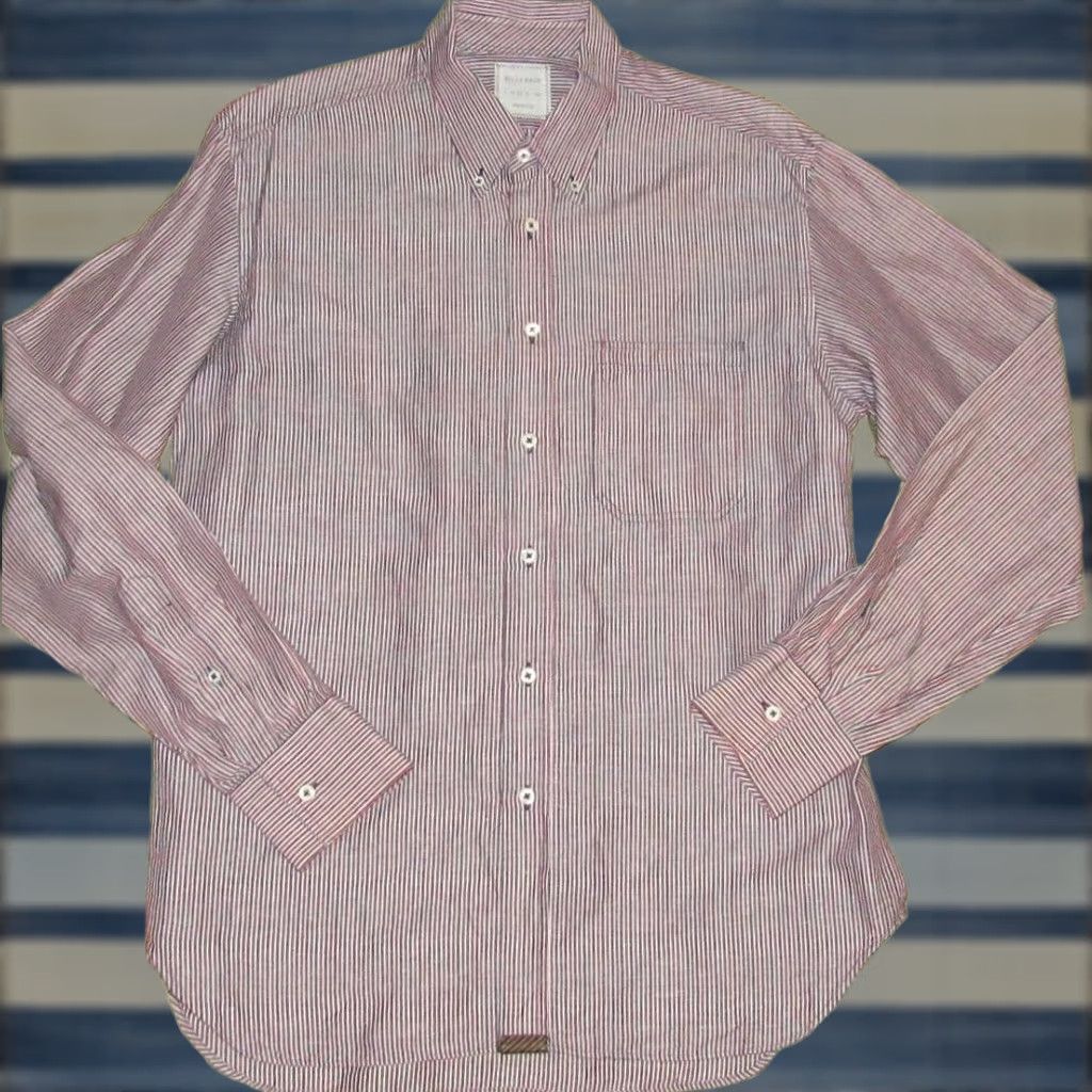 Billy Reid BILLY REID Red Blue Linen Cotton Blend Long Sleeve Button Down Shirt Large Shirt Mens XS? Size US L / EU 52-54 / 3 - 1 Thumbnail