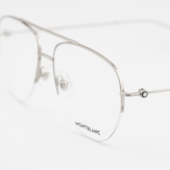 Montblanc Montblanc MB0077O 003 Eyeglasses Silver 57mm Aviator Frame Size ONE SIZE - 9 Thumbnail