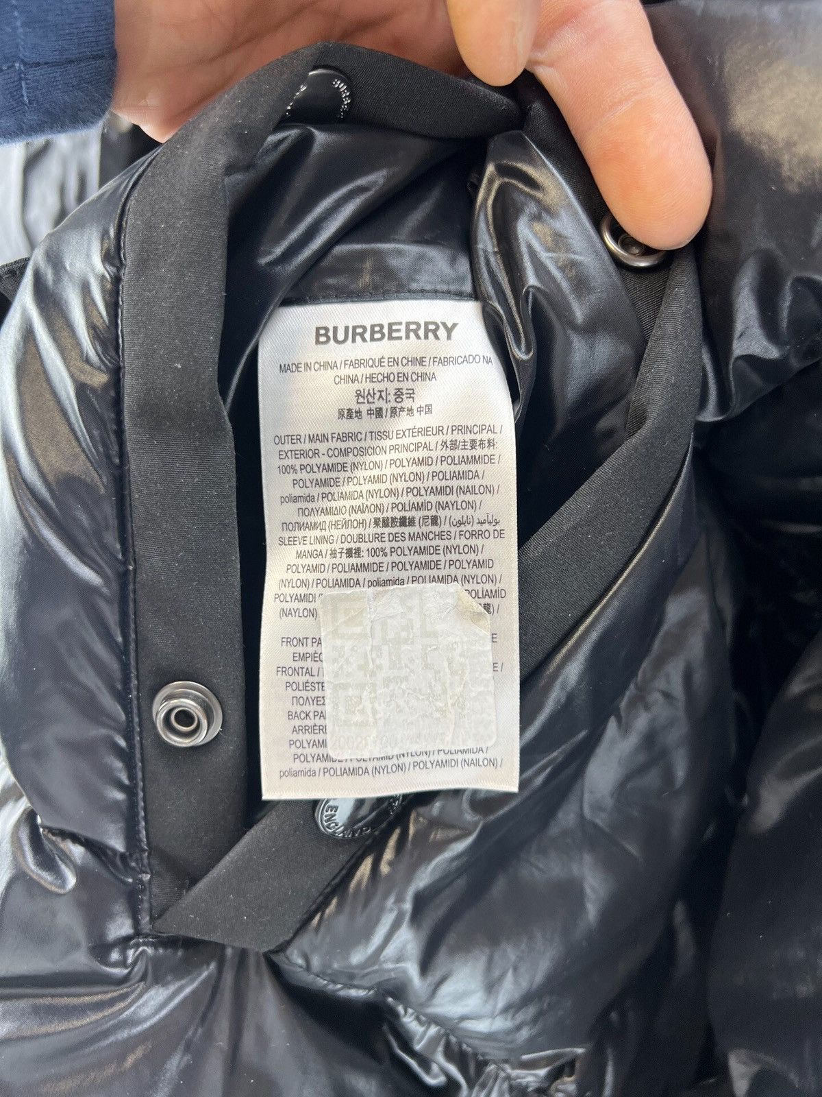 Burberry Burberry London England black shiny hooded puffer jacket Size US L / EU 52-54 / 3 - 4 Thumbnail