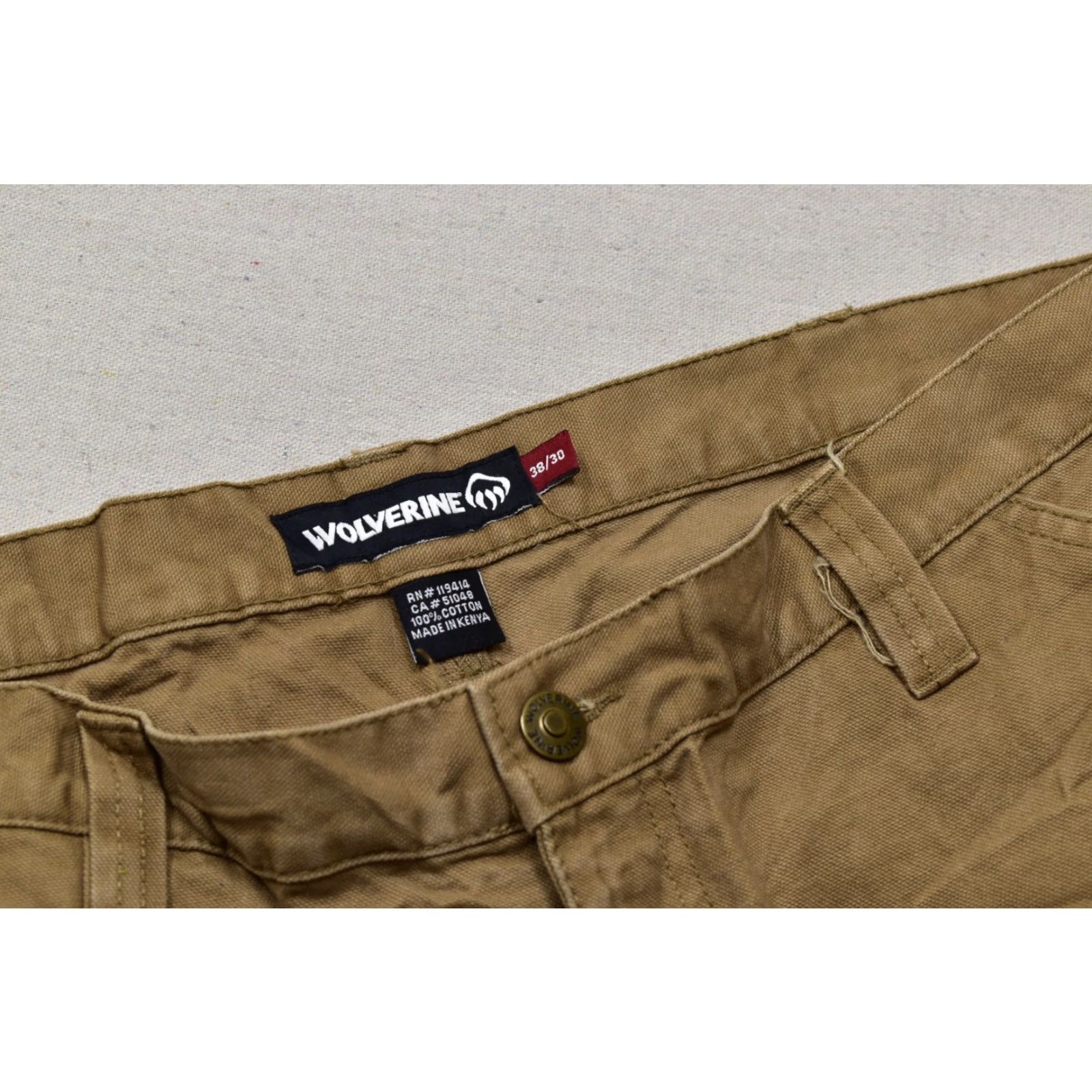 Vintage Wolverine Men's 38x30 Brown Cotton Canvas Utility Carpenter Work Pants Size US 38 / EU 54 - 6 Thumbnail