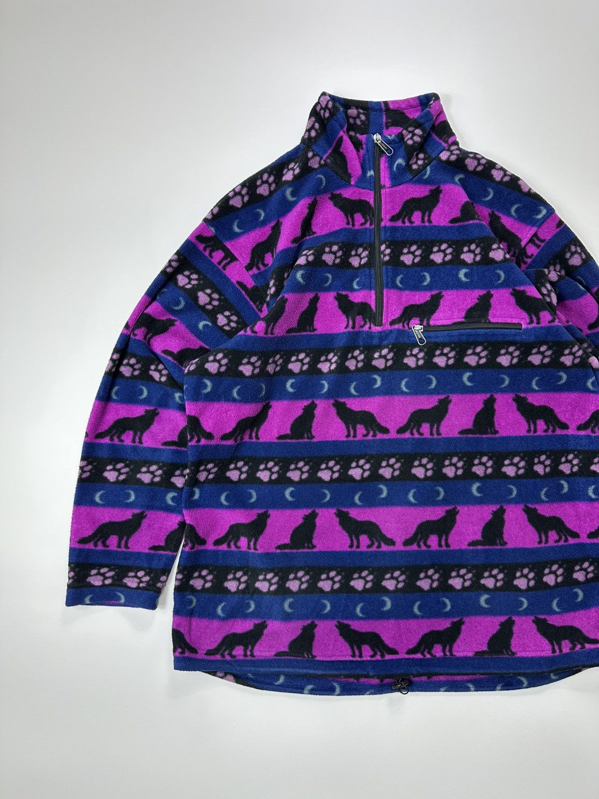 Jack Wolfskin 90's Jack Wolfskin Fleece Half-Zip Jacket Wolf Monogram Size US L / EU 52-54 / 3 - 3 Thumbnail