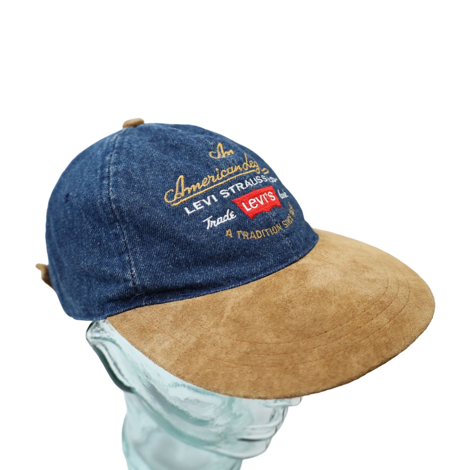 Levi's × Vintage Vintage Levis Denim Spellout Strap Back Hat Size ONE SIZE - 2 Thumbnail