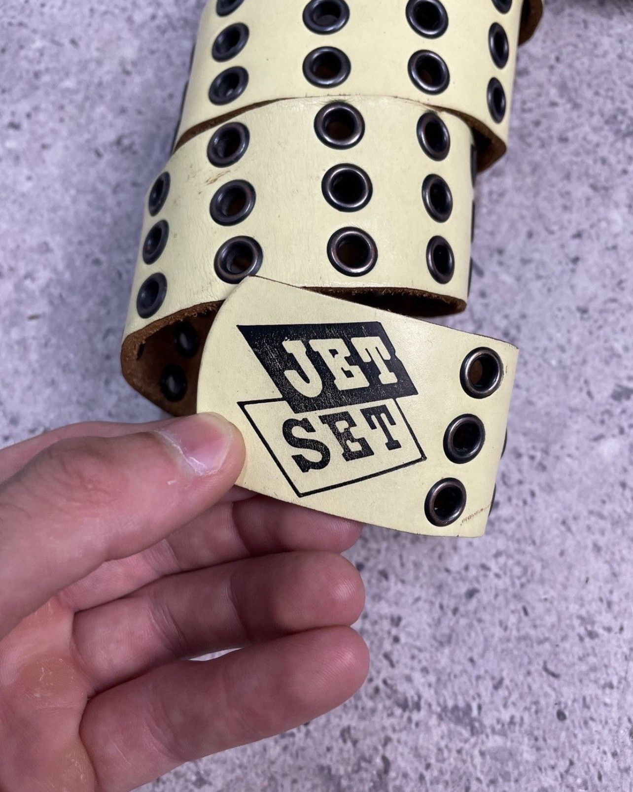 JET SET Studded VTG Leather Belt Grunge Punk Undercover Owens Vibe Size ONE SIZE - 5 Thumbnail