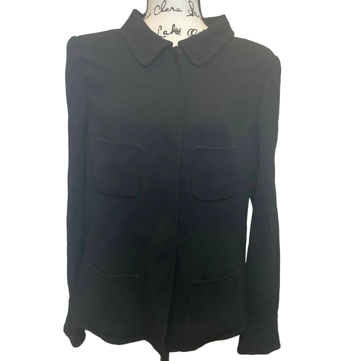 Oscar De La Renta 90’s OSCAR DE LA RENTA BLAZER SILK ZIP UP BLACK SZ 12 GOTH Size XL / US 12-14 / IT 48-50 - 15 Thumbnail