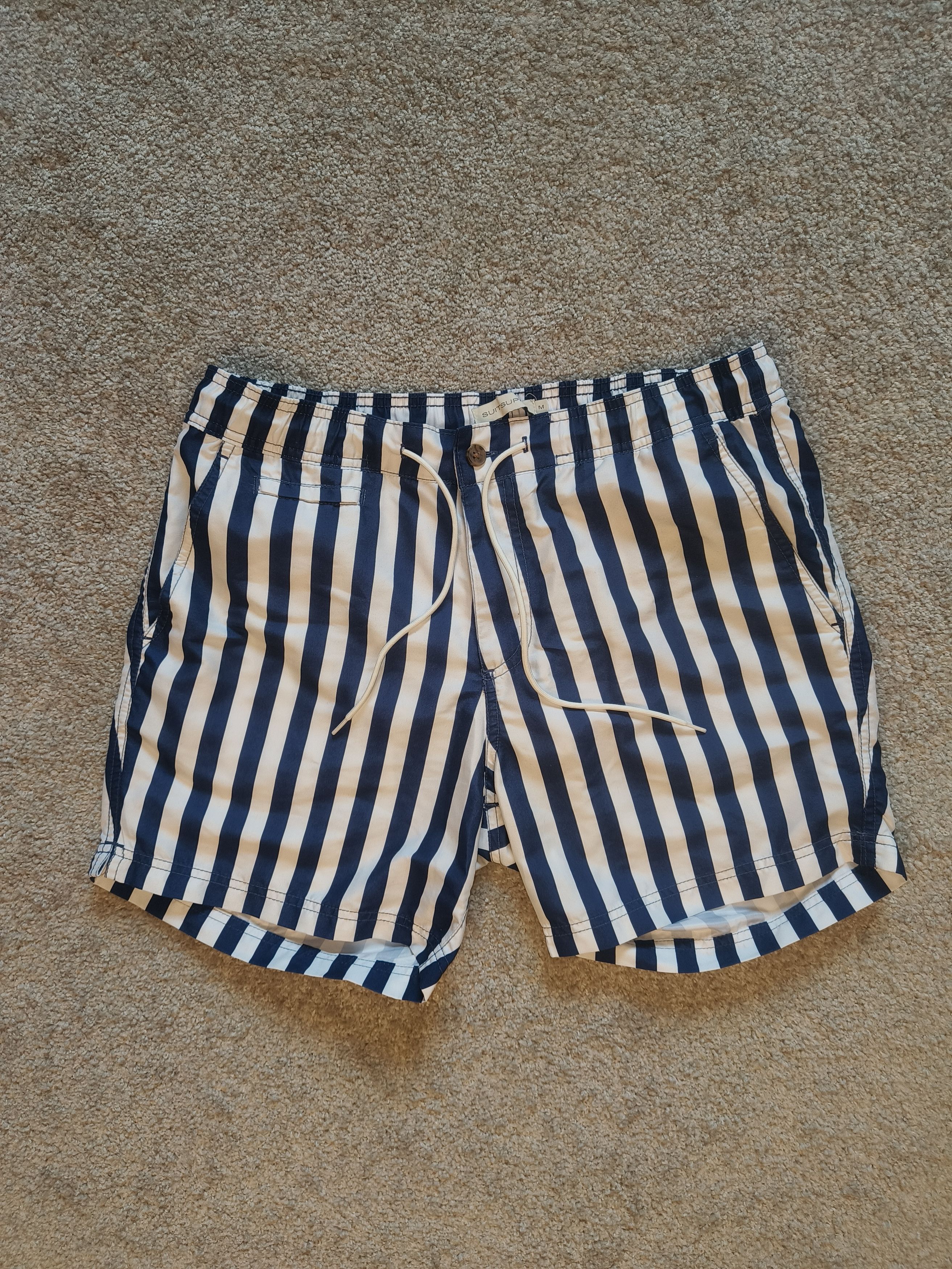 Suitsupply Suitsupply Navy and White Striped Swim Shorts Size US 30 / EU 46 - 1 Thumbnail