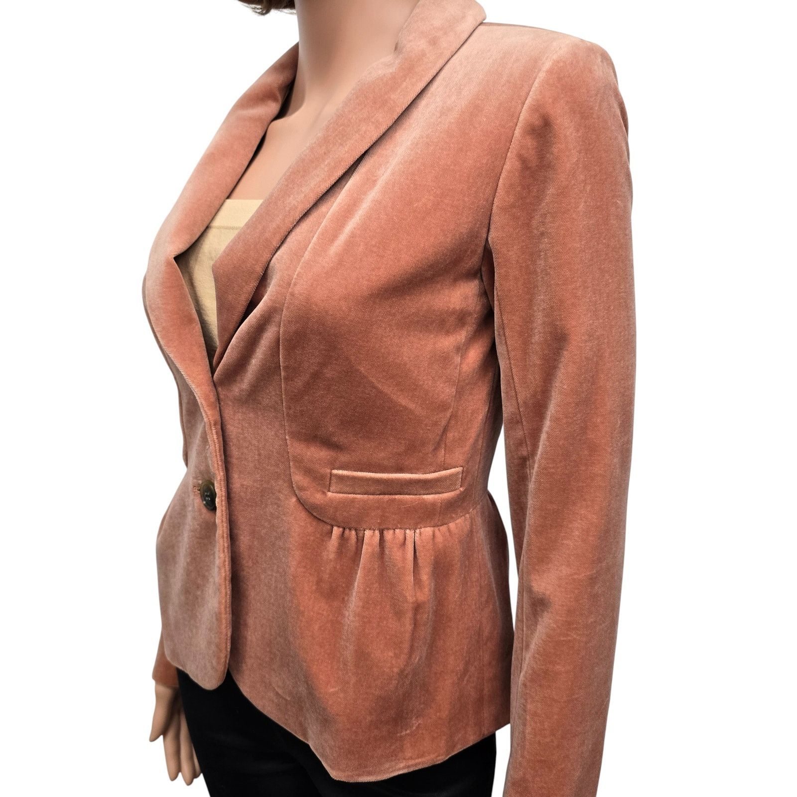 J.Crew J. Crew Velvet Velour Blazer Jacket Peplum Rouching Size 0 Size XS / US 0-2 / IT 36-38 - 8 Thumbnail