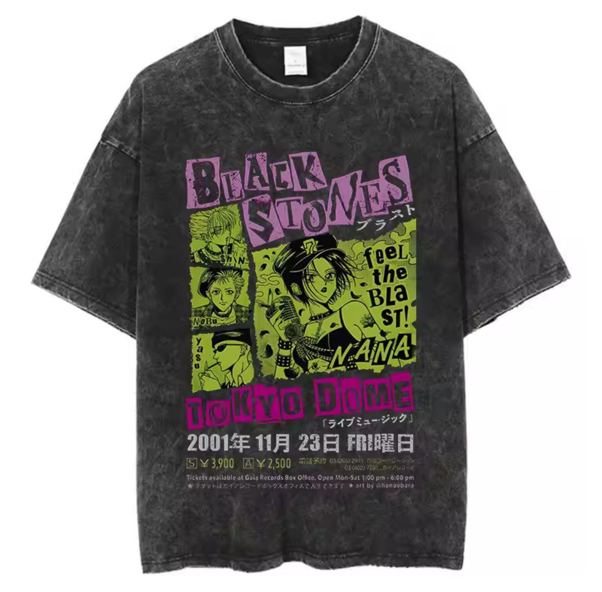Japanese Brand Hip Hop Black Stone Nana Osaki Anime Graffiti Washed T-Shirt Size US L / EU 52-54 / 3 - 1 Thumbnail