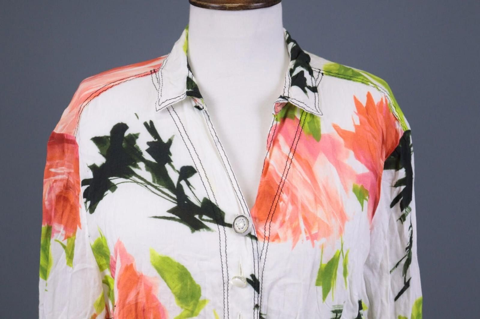Designer Elisa Cavaletti Multicolor Floral Top Tunic Shirt Sz XXL Size XXL / US 16-18 / IT 52-54 - 2 Thumbnail