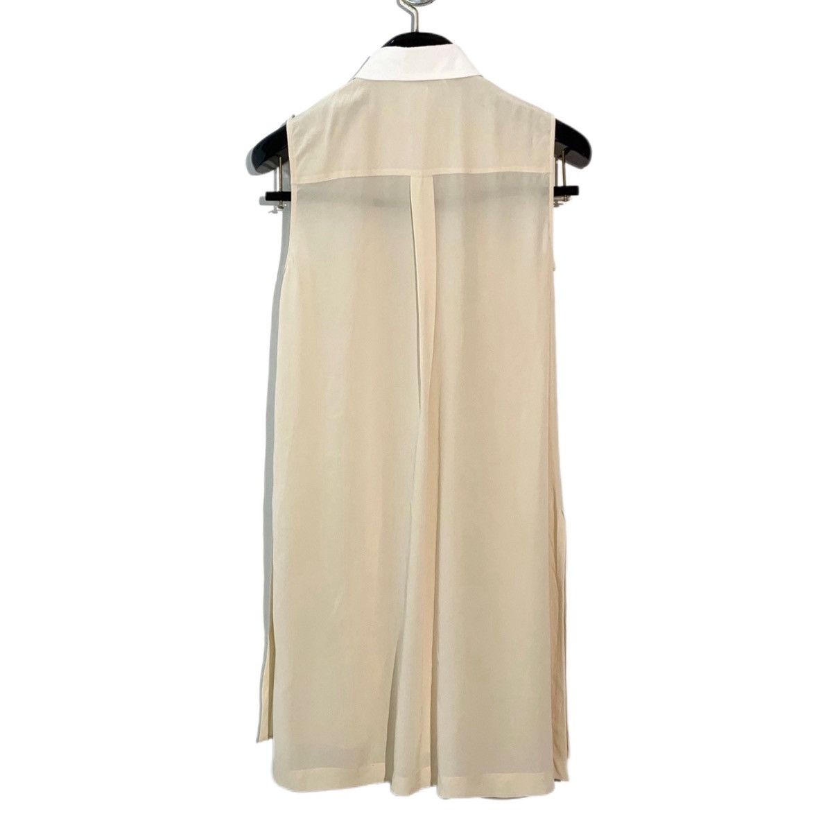 Sportmax Sportmax Beige Pleated Silk Lapel Sleeveless Dress K26WX Size XS / US 0-2 / IT 36-38 - 2 Thumbnail