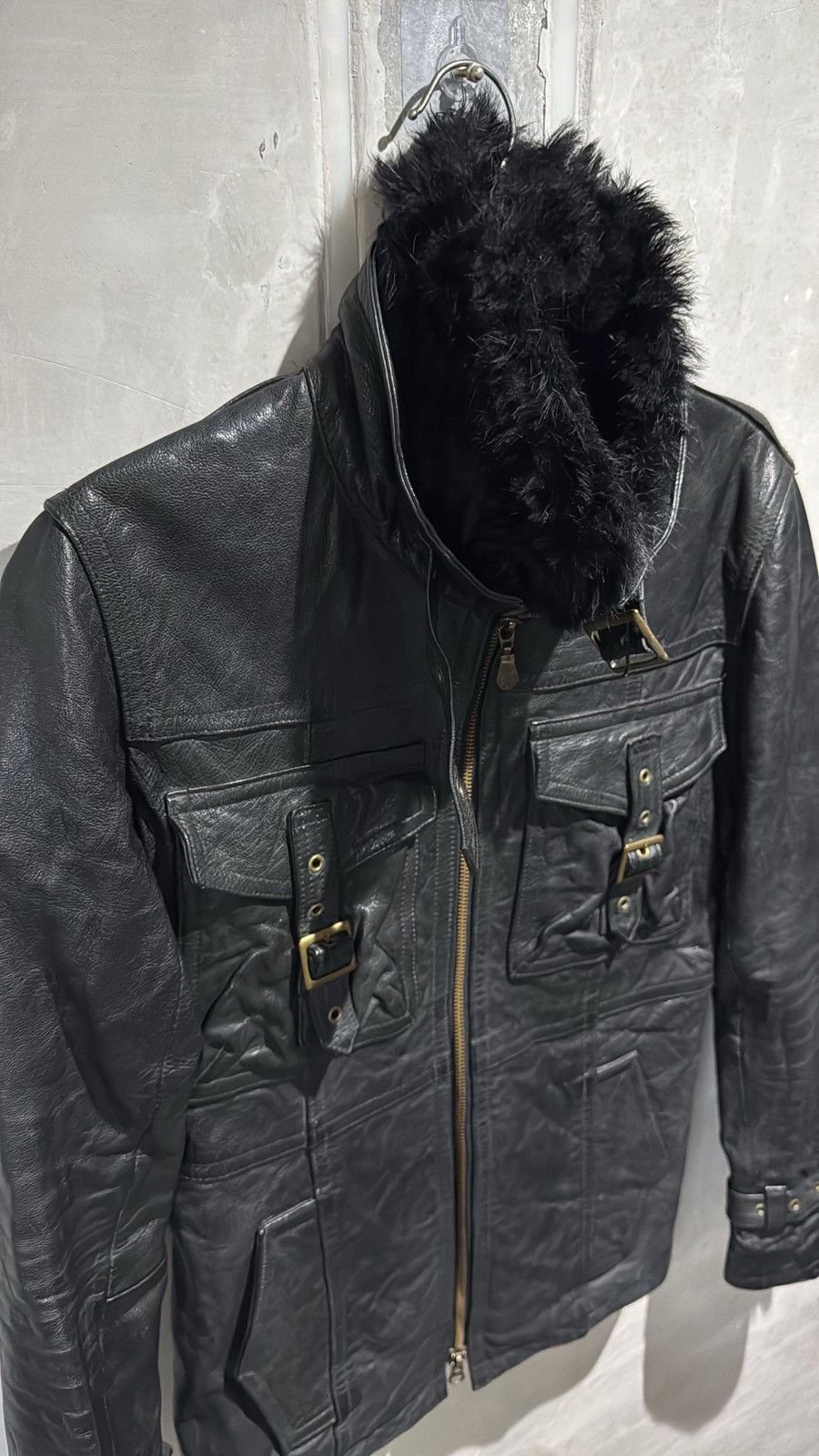 Tornado Mart Rare Tornado Mart Japan Fur Buckled Leather Jacket Size US M / EU 48-50 / 2 - 17 Thumbnail