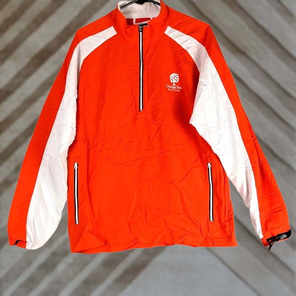 Footjoy Footjoy Men Jacket Orange 1/4 Zip Performance Athletic One Tree Golf Club Logo M Jacket Mens Orange 1/4 Zip Athletic Track Jacket Golf Logo Size US M / EU 48-50 / 2 - 1 Thumbnail