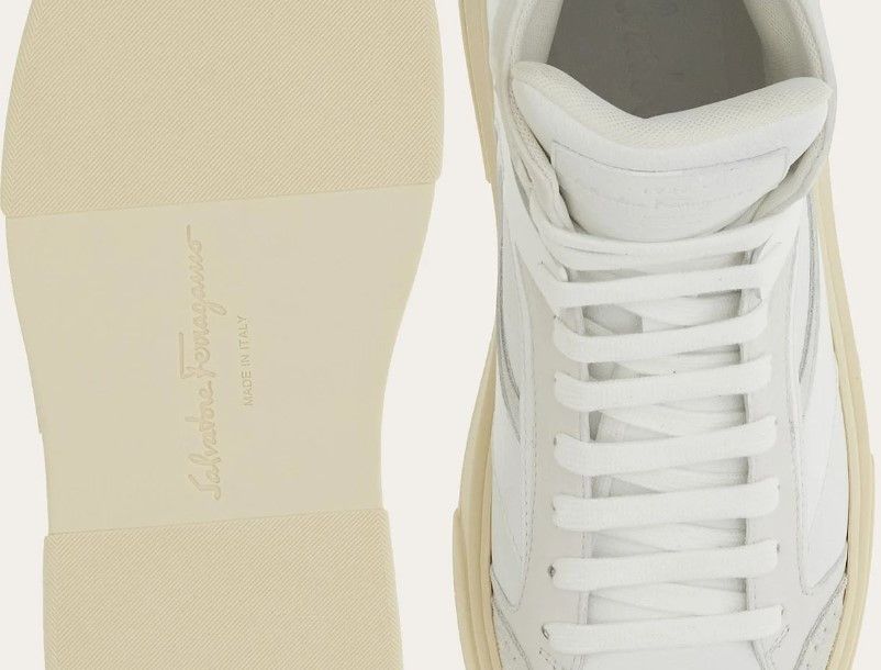 Salvatore Ferragamo o1s1rm0724 Leather Hi-Top Sneakers in White Size US 7 / EU 40 - 6 Thumbnail