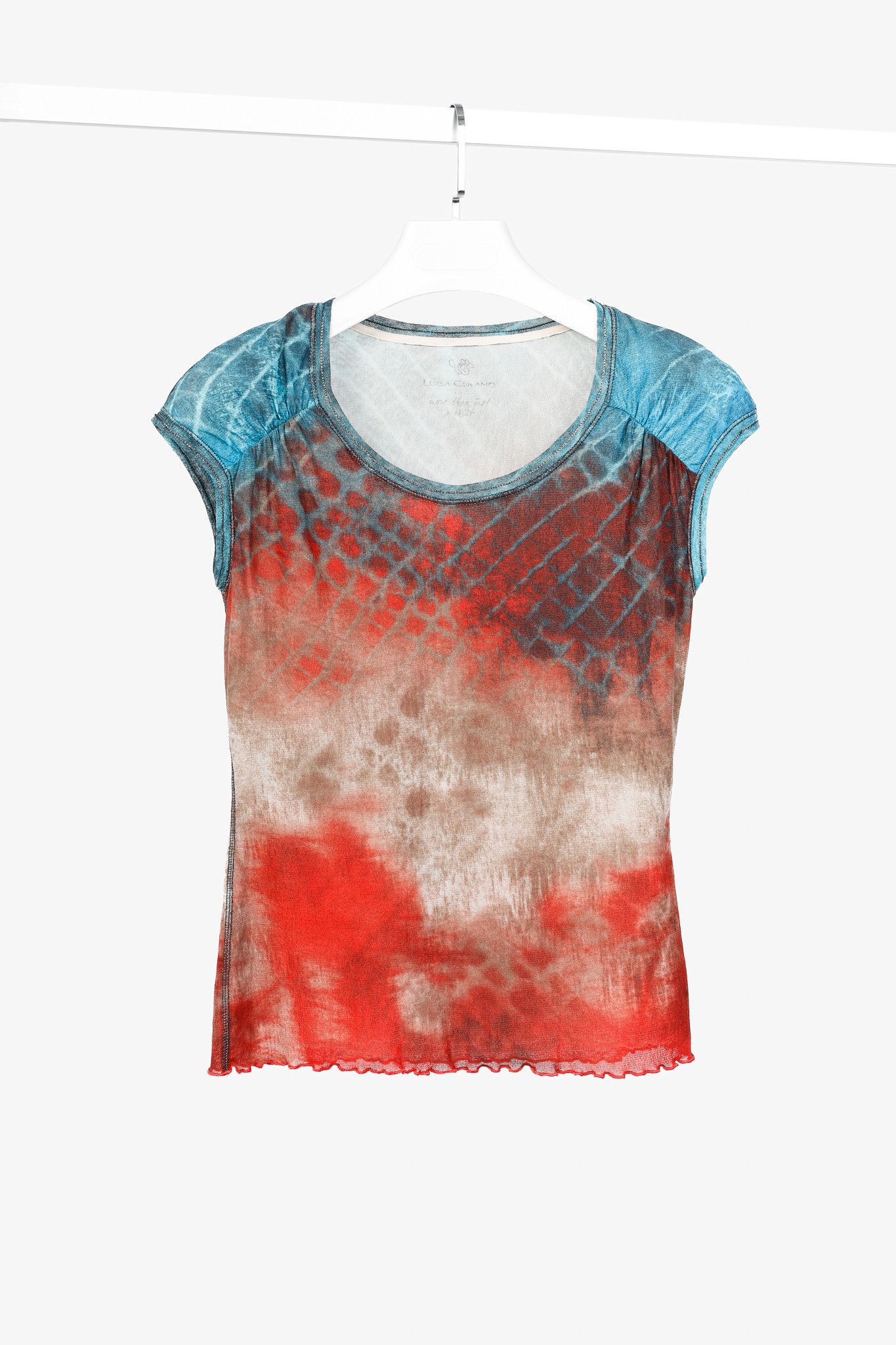 Other Luisa Cerano Red & Brown Mesh Abstract-Print Top Size M / US 6-8 / IT 42-44 - 1 Thumbnail