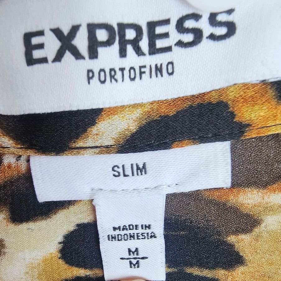 Express Express Womens Leopard Print Portofino Shirt Sz M Slim Fit Size M / US 6-8 / IT 42-44 - 6 Thumbnail