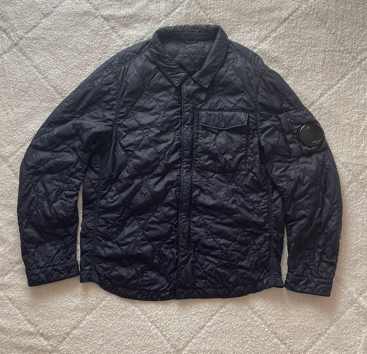 image of C P Company x Massimo Osti Vintage C.p. Company Quilted Jacket in Navy, Men's (Size XL)