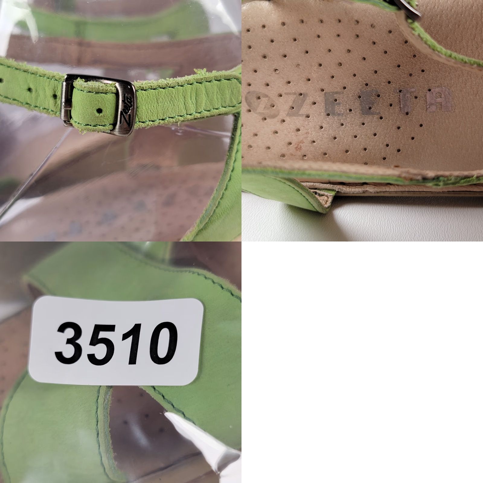 Vintage Zeeta Light Green Strappy Slingback Leather Sandals Women EUR 41 Strappy Slingback Sandal Leather Green Casual Travel Spring Summer Fall Size US 10 / IT 40 - 9 Thumbnail