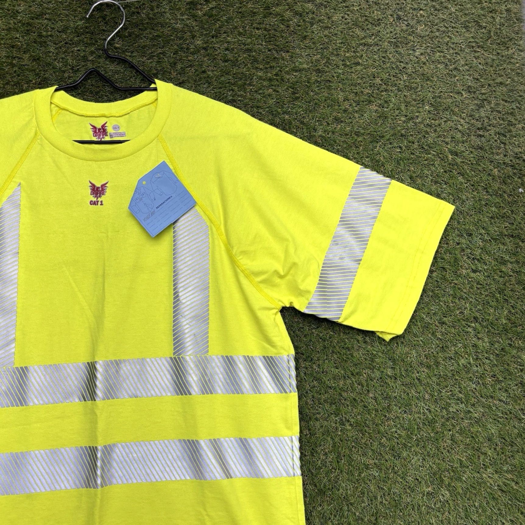 Vintage DRIFIRE Hi-Viz Shirt Mens Large Tall Fire Resistant Modacrylic Blend Yellow Retail Workwear NS Asphalt? (ignore) Size US L / EU 52-54 / 3 - 3 Thumbnail