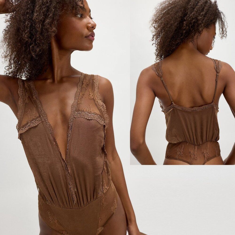 Free People NWT New Free People Tell Me More Toffee Brown Bodysuit Size Size M / US 6-8 / IT 42-44 - 1 Thumbnail