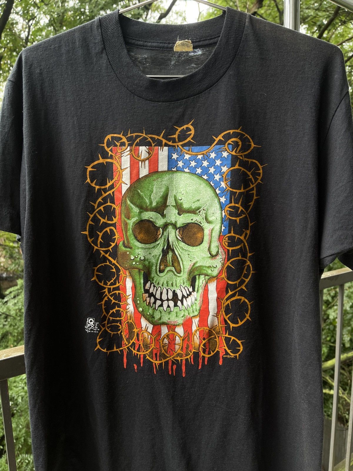Vintage 80s Faded USA Skull Shirt Paper Thin ERD Grunge Chrome Size US L / EU 52-54 / 3 - 4 Thumbnail