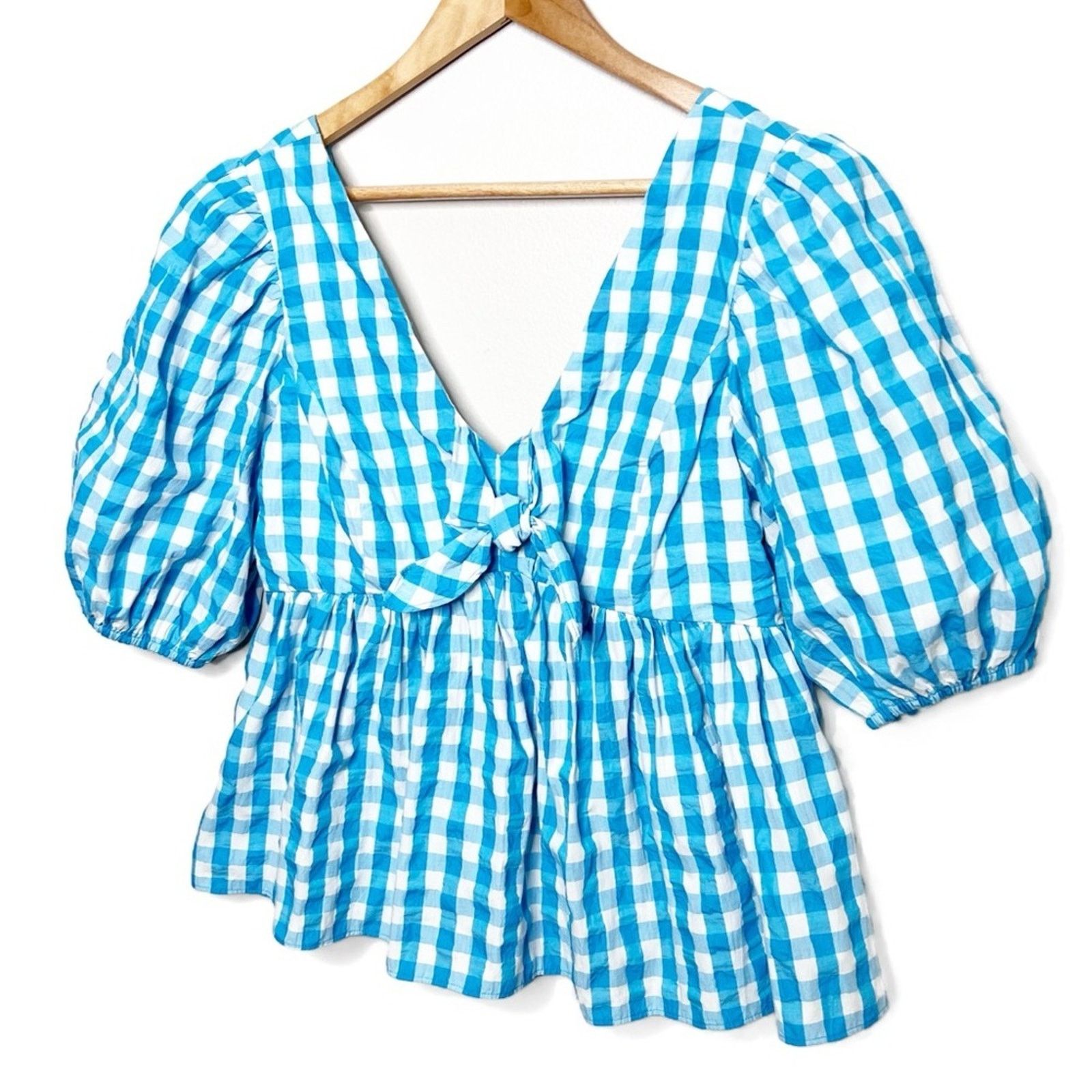 Lilly Pulitzer Lilly Pulitzer Sarafina Gingham Babydoll Women's Blouse Size L / US 10 / IT 46 - 6 Thumbnail
