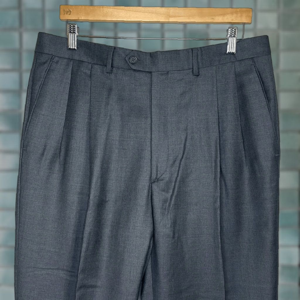 Vintage VINTAGE Santorelli Como 2 Luxury Serge Mens Gray Pleated Wool Pants Slacks Size 36 Dress Pants Adult Mens Gray Size US 36 / EU 52 - 1 Thumbnail