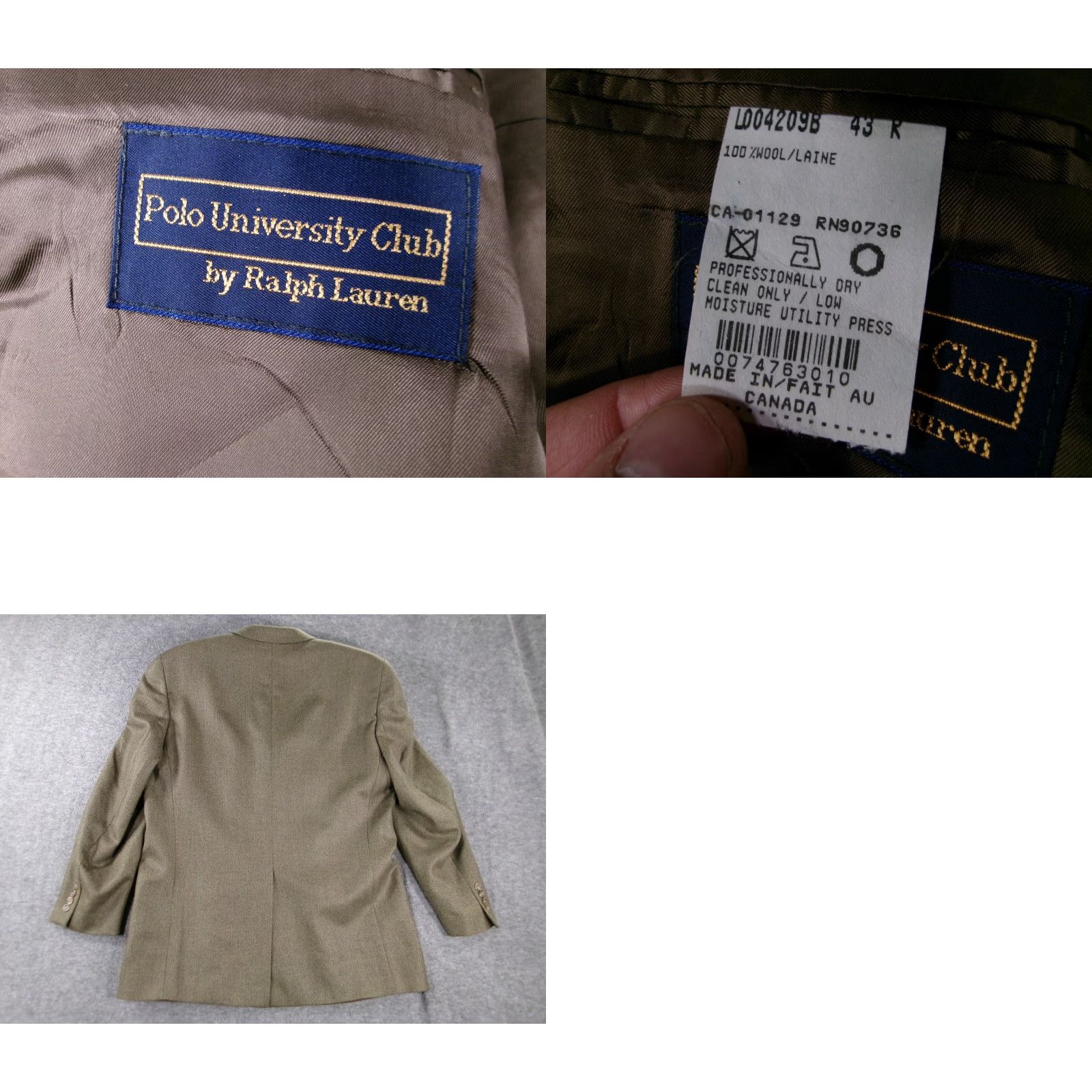 Ralph Lauren VINTAGE Ralph Lauren Blazer Men 43R Green Wool Tweed Herringbone Notch Lapel Single-Breasted 3-Button US 90s Classic Polo University Club Size US XL / EU 56 / 4 - 9 Thumbnail