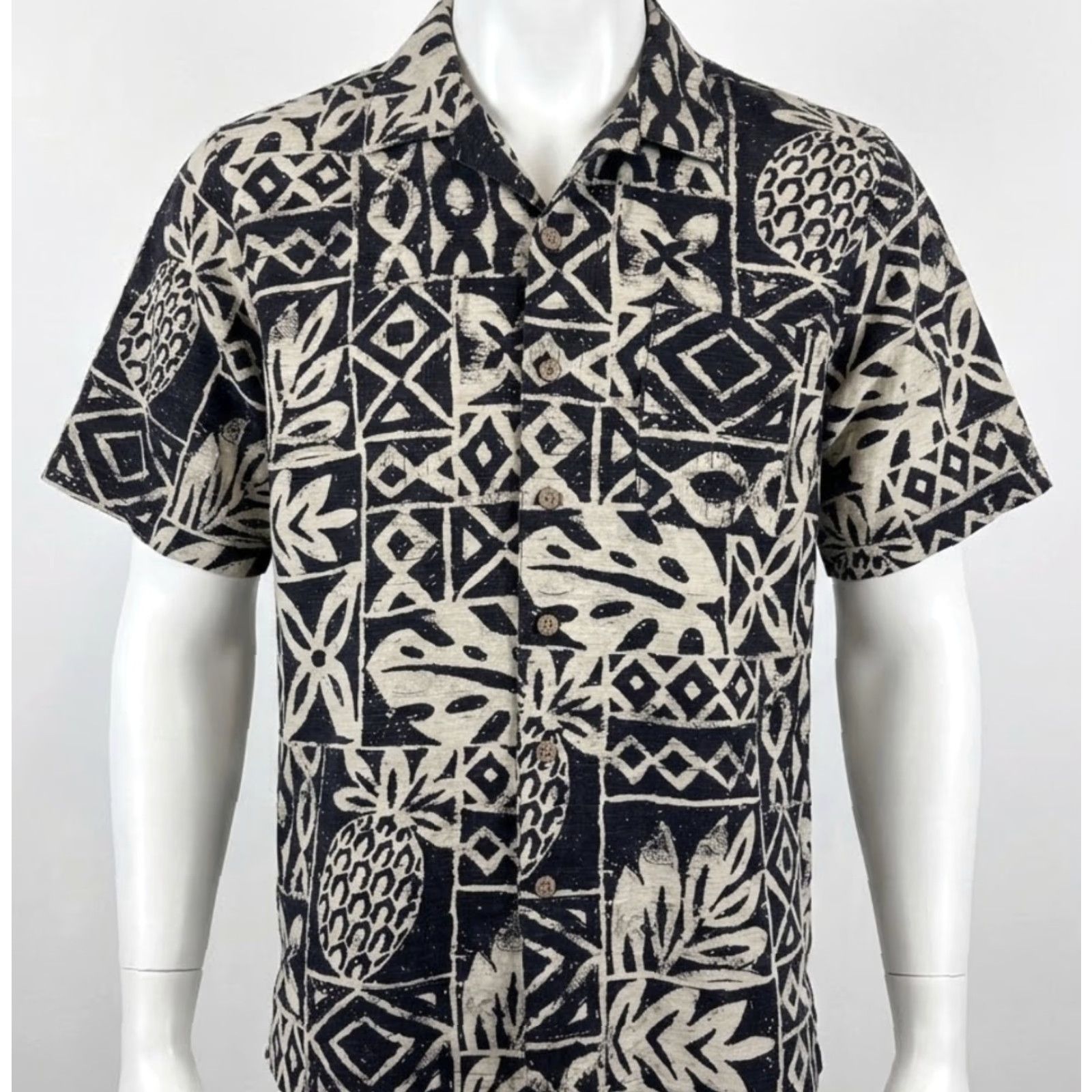 Vintage Batik Bay Batik Bay Shirt Mens S Beige Button Up Short Sleeve 100% Silk Pockets Relaxed Size US S / EU 44-46 / 1 - 2 Thumbnail