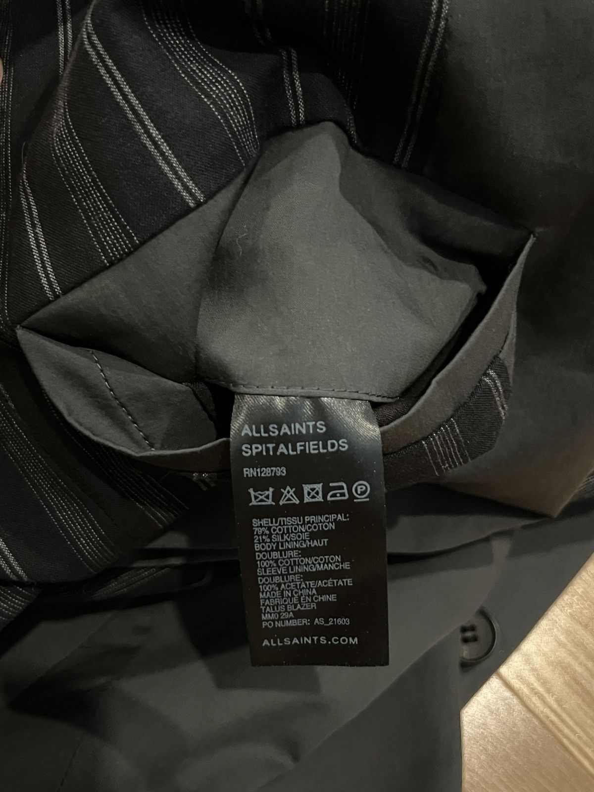 Allsaints Allsaints Men’s Blazer Jacket Dark Grey Pinstripe Lining Size 42R - 11 Thumbnail