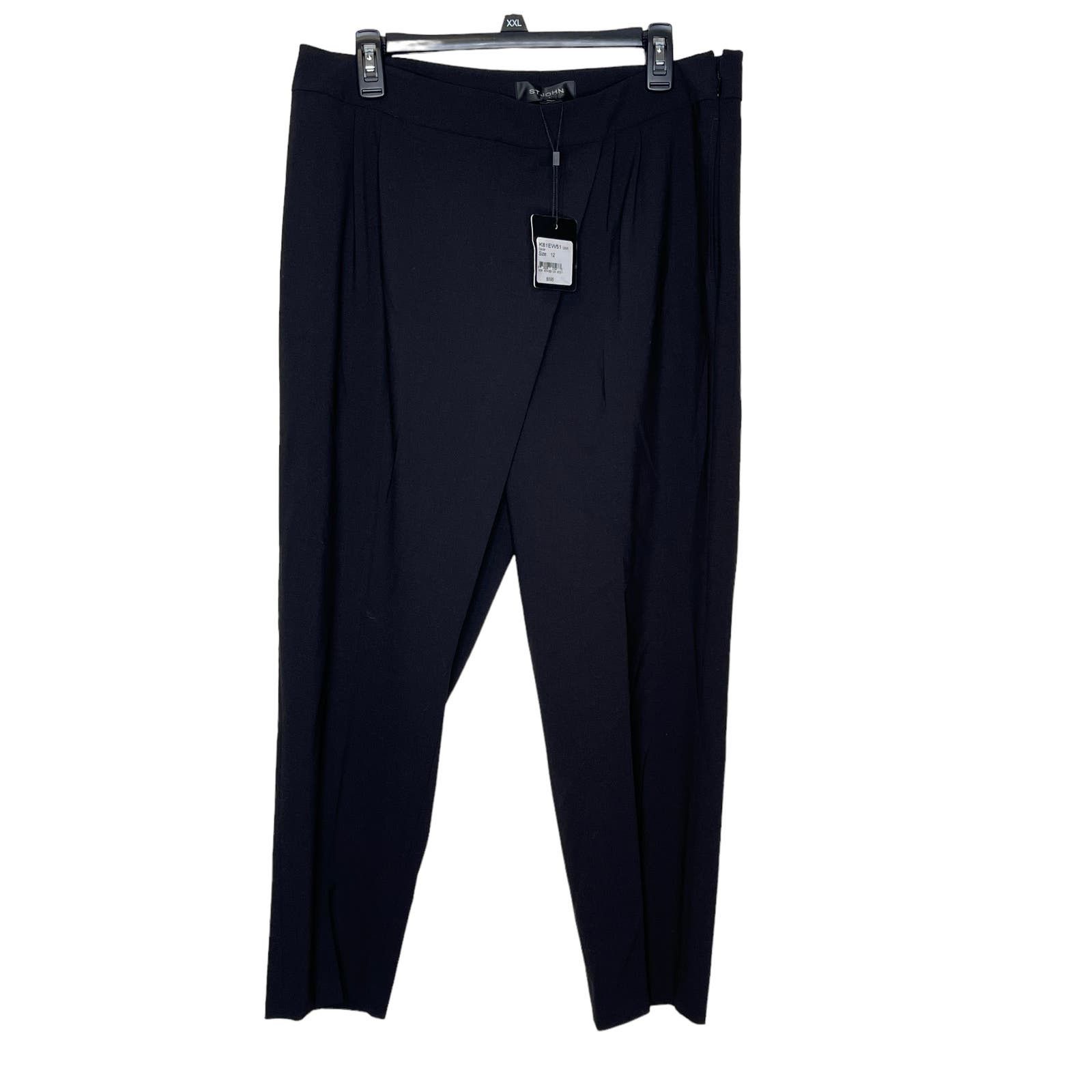 St. John Women's Pants Knit Pocket Pleated Front Wool 12 NWT
