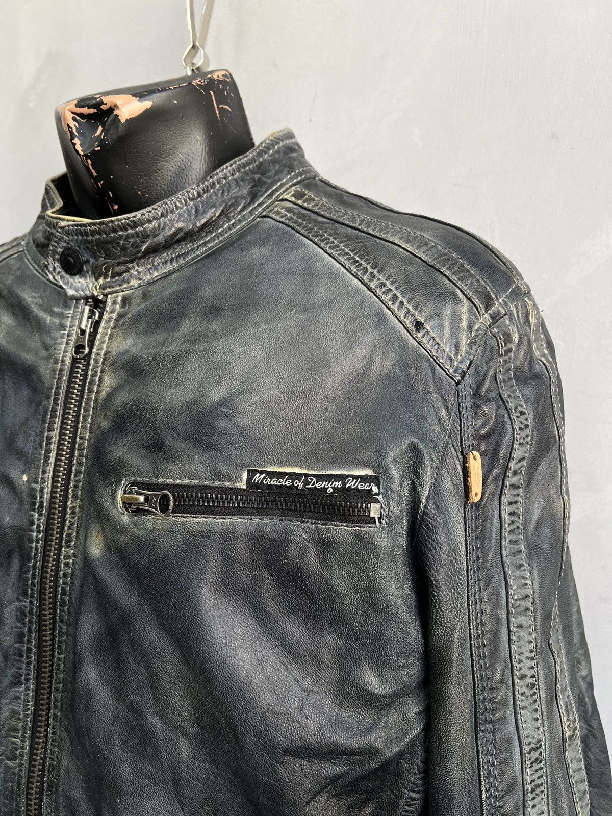 14th Addiction Washed leather racing zipper 14th addiction style jacket Size US XL / EU 56 / 4 - 3 Thumbnail
