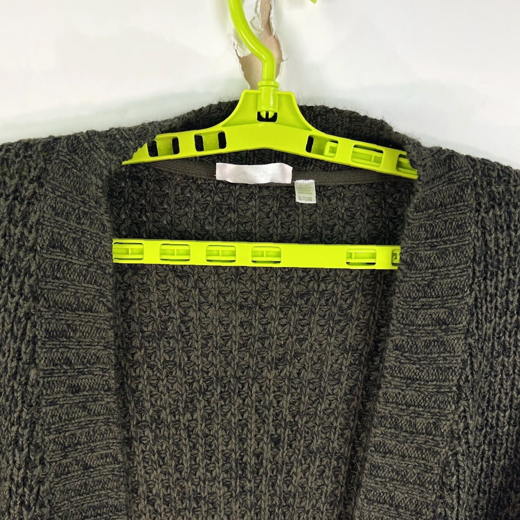 Vintage RD Style Open Front Cardigan Wool/Waffle Knit Sweater Women's XL Green Pockets Vintage No (Casual, Workwear) Size XL / US 12-14 / IT 48-50 - 3 Thumbnail
