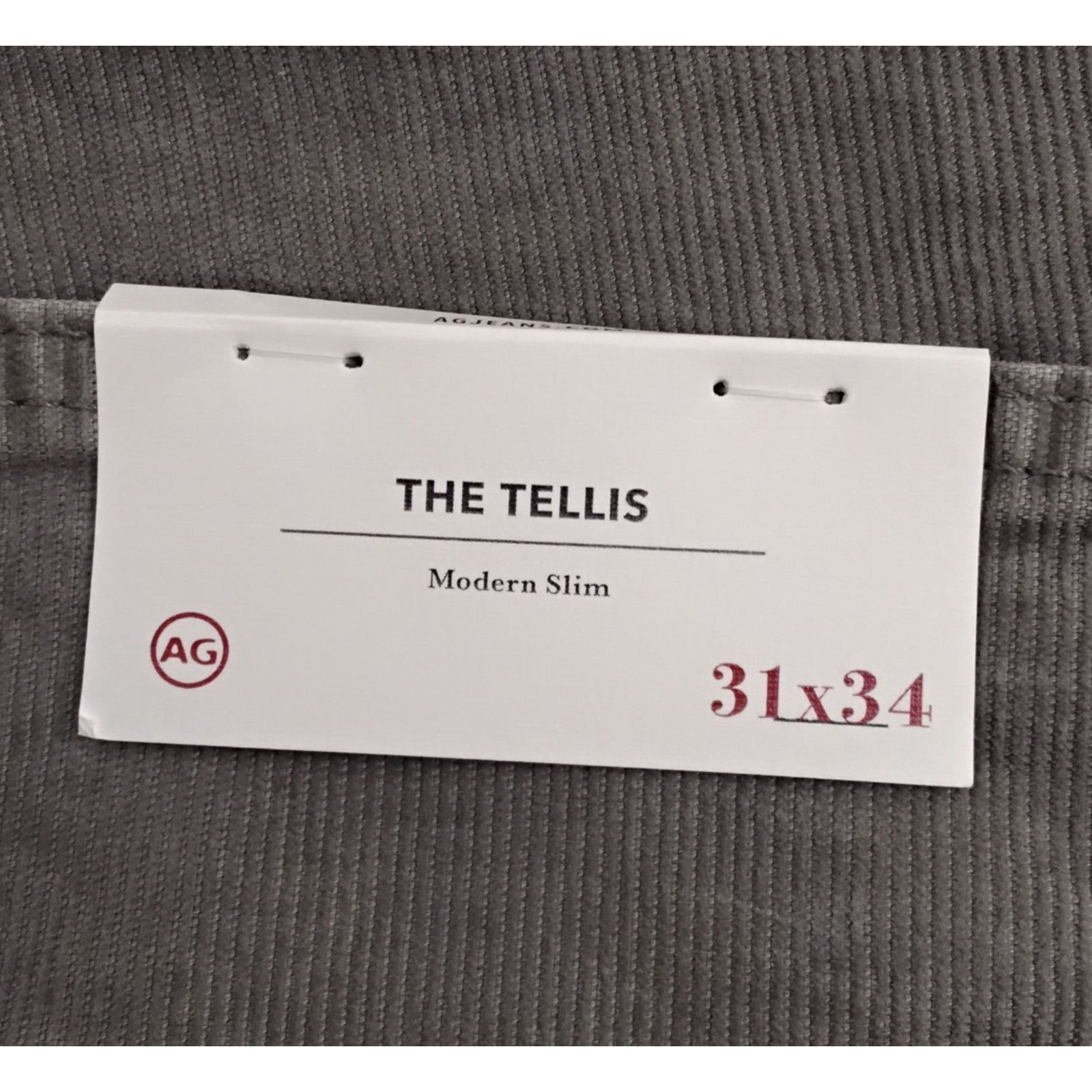 AG Adriano Goldschmied AG Adriano Goldschmied Cords The Tellis Men's 31x34 Gray NWT Size US 31 - 13 Thumbnail