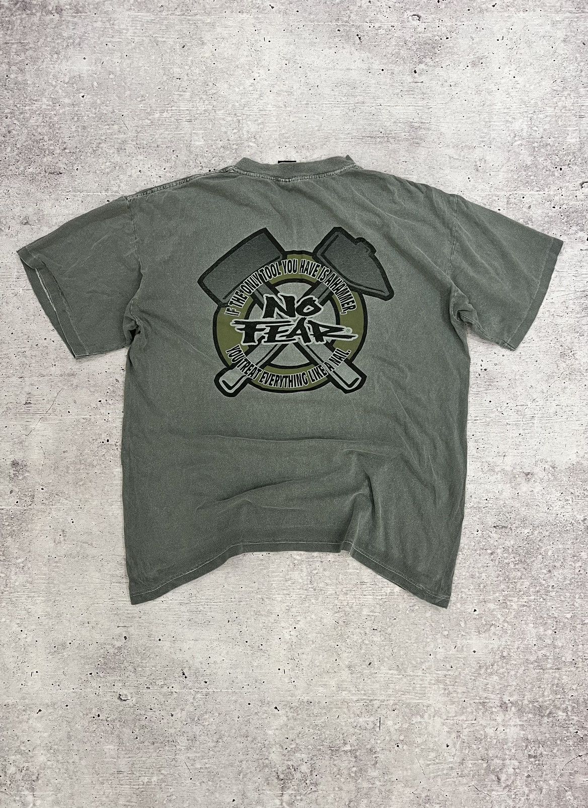 Pre-owned No Fear X Vintage No Fear Big Logo Y2k T Shirt In Grey