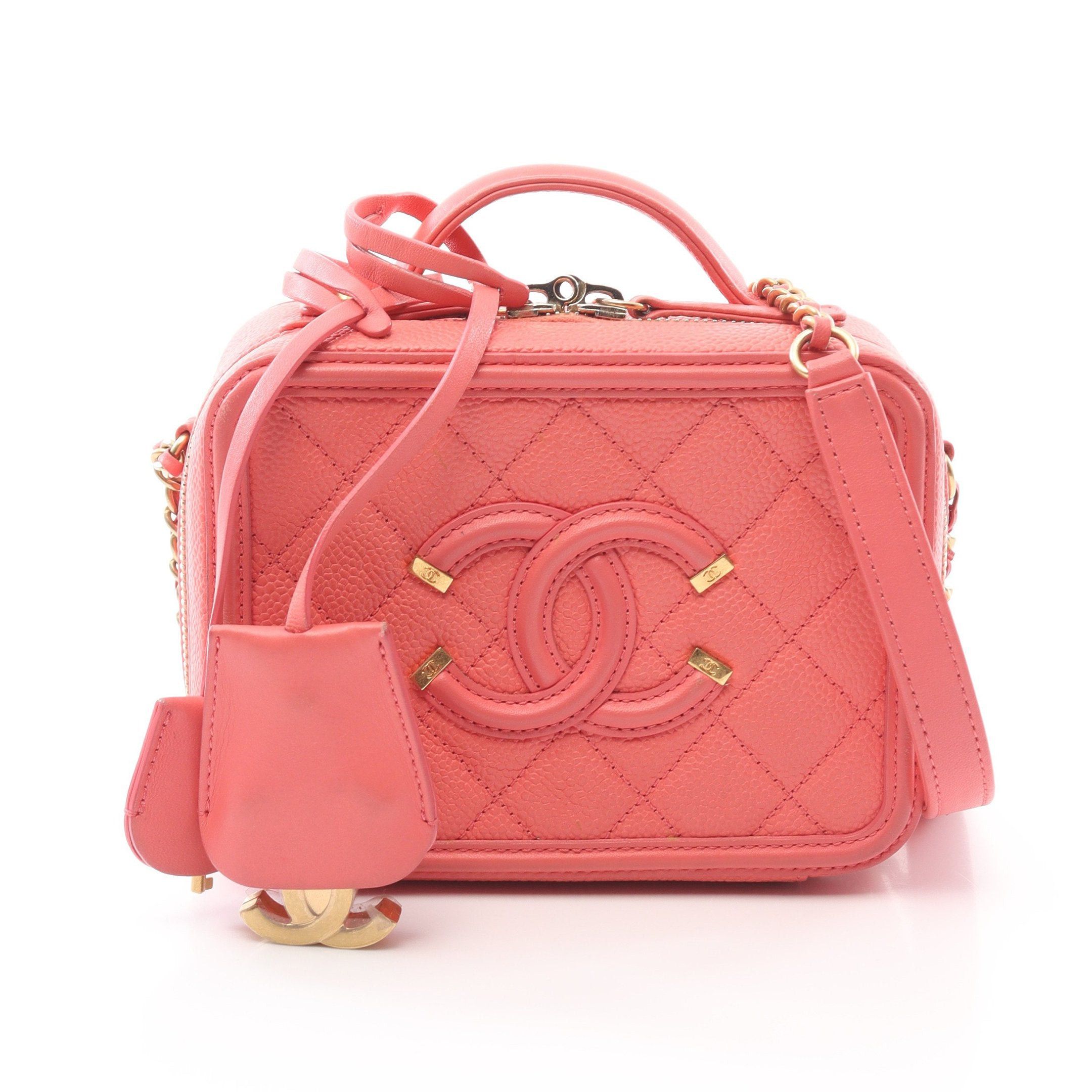 Chanel Chanel Cc Figley Small Vanity Bag Chain Shoulder Caviar Skin Coral Pink Gold Hardware Size ONE SIZE - 1 Thumbnail