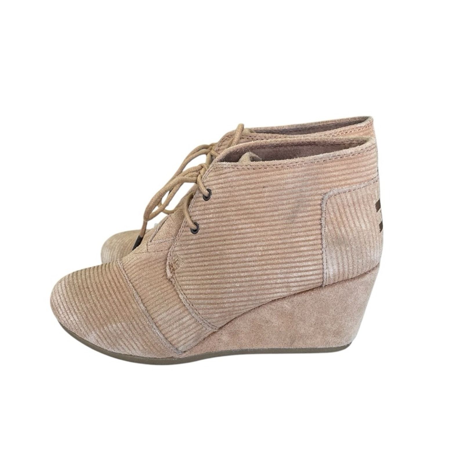 Toms Toms Corduroy Lace Up Wedge Heel Ankle Boots Tan Size 7.5 M Size US 7.5 / IT 37.5 - 4 Thumbnail