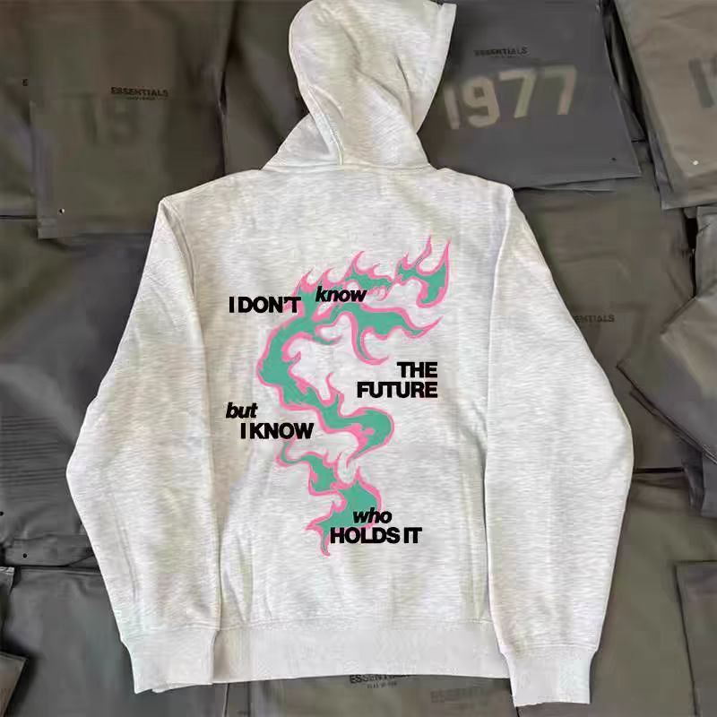 Japanese Brand × Vintage Washed vintage flame print gray vintage hoodie Size US L / EU 52-54 / 3 - 1 Thumbnail