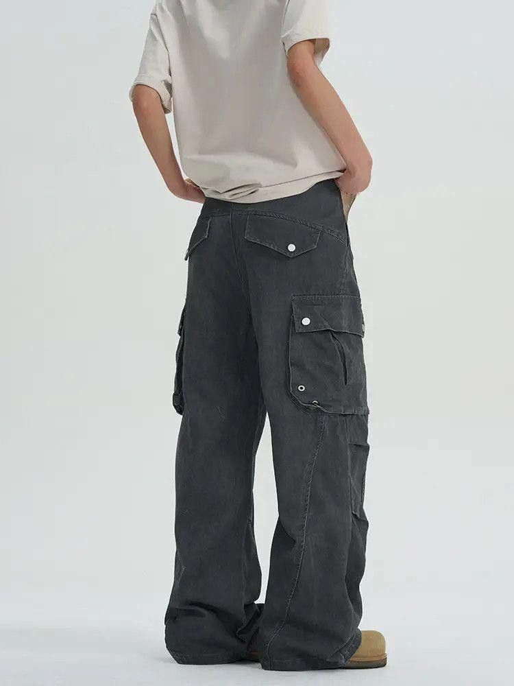 Jean × Vintage Gray Cargo Pleated Denim Jeans, Double Knee Pants Size US 30 / EU 46 - 3 Thumbnail