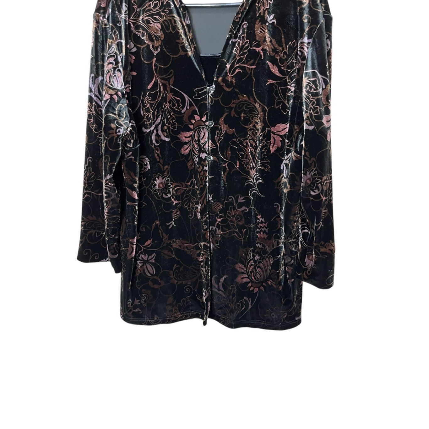Other LAURA SCOTT Women's Velvet Blouse Floral Multicolor Size 16- Size XXL / US 16-18 / IT 52-54 - 3 Thumbnail