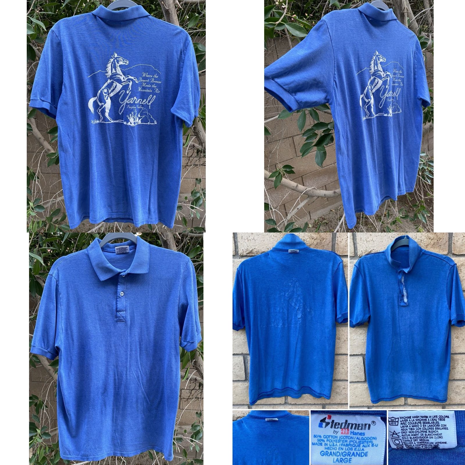Vintage VINTAGE Stedman Polo Shirt Graphic Western Cowboy Horse L Men’s Blue Cotton Blend Size L Size US L / EU 52-54 / 3 - 9 Thumbnail
