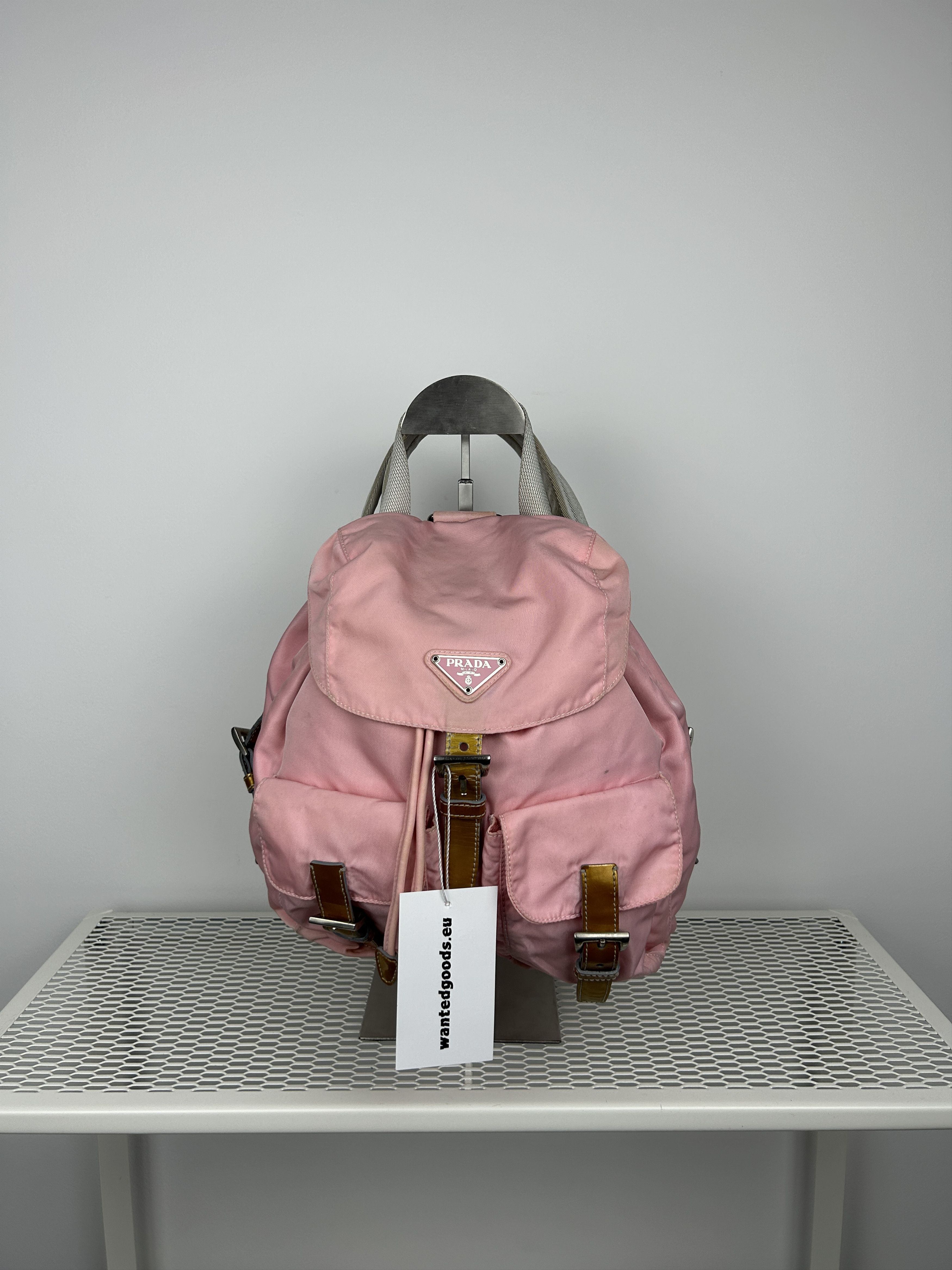 Prada pink backpack online